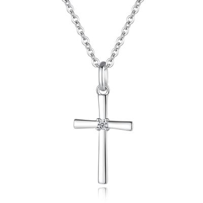 Sterling Silver 925 CZ Diamond Cross Necklace for Women [GAVU]