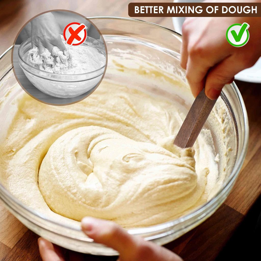 11 tum Surdegsbröd Blandningsvisp Akaciaträ Surdegsspatel Praktiska Verktyg för Surdegsbrödbakning Träpaddel
