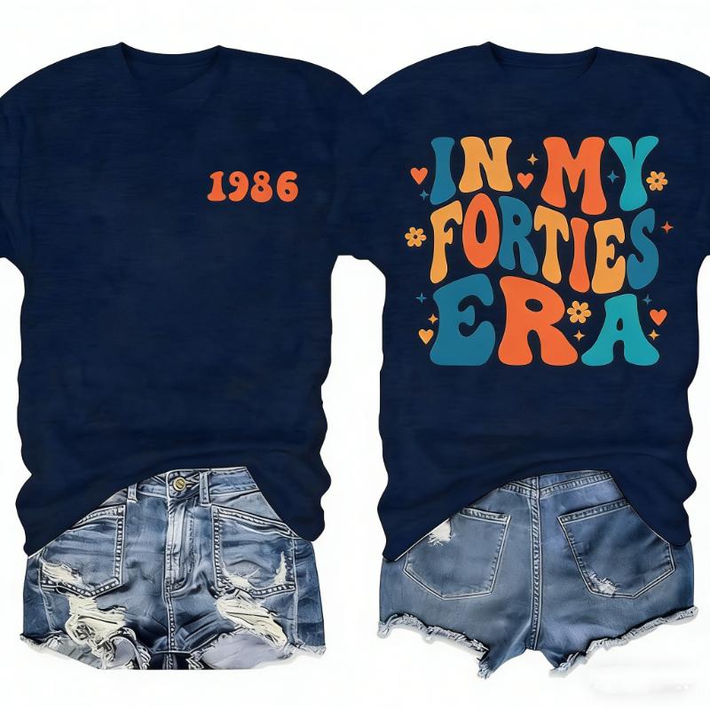 

For Women Vintage 1986 TShirt in My Forties 40th Birthday Party Short Sleeve Graphic Tshirts Commuter Allmatch Adult Tee Tops S