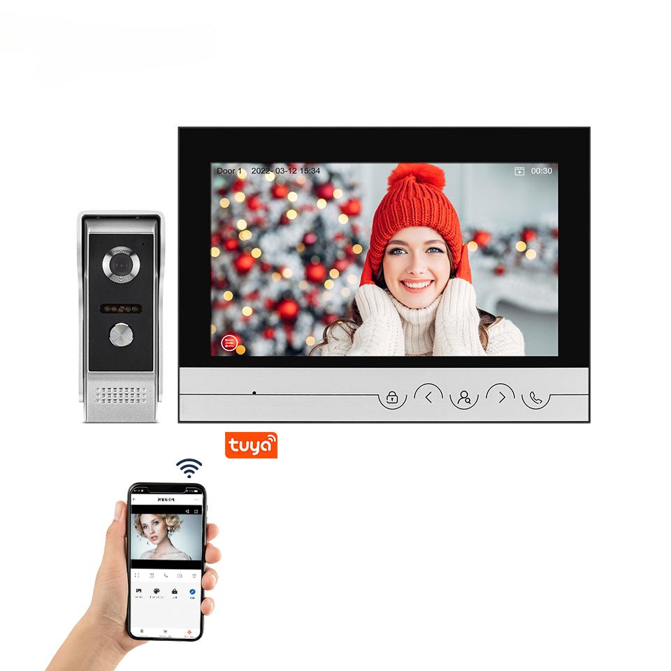 Smart Video Intercom WiFi 9 Inch Monitor with Doorbell Camera Wired Video Door Phone Intercom System for Villa Apartment
