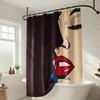 Vintage Pop Art Sexy Red Lips Shower Curtain, Comic Girl Face Bathroom Decor, Modern Retro Fashion Fabric Bathroom Curtain