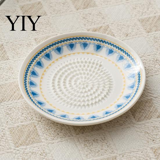 Multifunctional Garlic Dish Ceramic Grinder, Multi-Functional Grating Plate, Manual Ginger Grater Bowl Zester Bowl, All-in-One Prep Mixing Serving