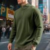 Men's Fashion Quarter Zip Small Plaid Sweatshirt, Stand Collar Long Sleeve Pullover for Spring Fall