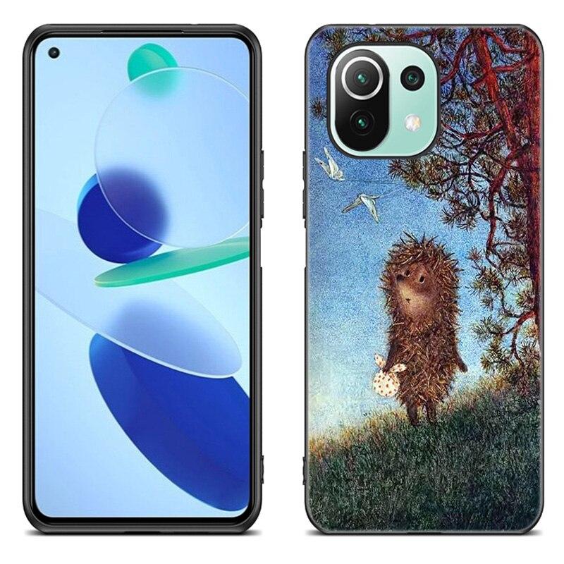 Custodia per Telefono Riccio nella Nebbia Per Xiaomi Mi 11 Lite NE 11i 10T 11T Pro A2 A3 Lite POCO F3 M3 M4 C31 X3 Pro NFC GT Cover Nera
