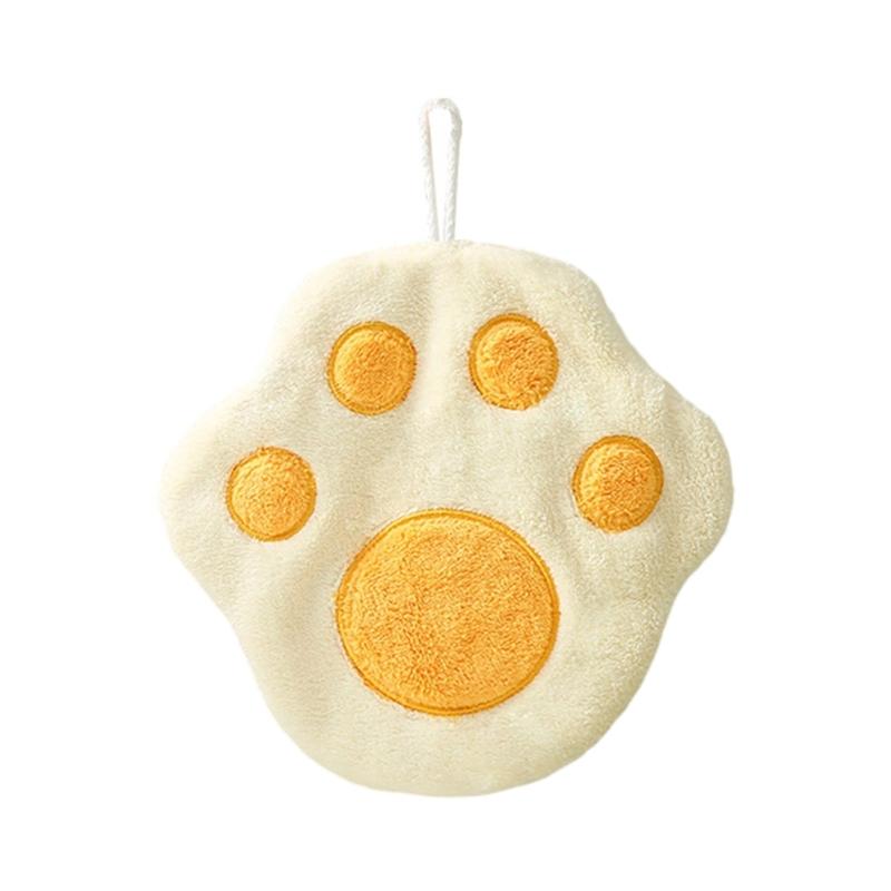 

Детское полотенце для рук с рисунком кошачьих лапок, полотенце из микрофибры, впитывающее полотенце, быстросохнущие впитывающие салфетки для кухни. жёлтый