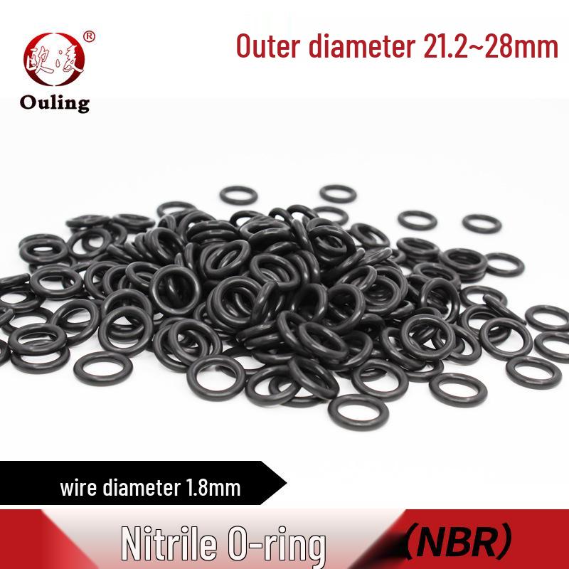 Nitrile Oil-Resistant O-Ring Seal, ID: 21.2 to 28mm, Thickness: 1.8mm 21.2*1.8mm (20 pcs) Black Nitrile O-ring