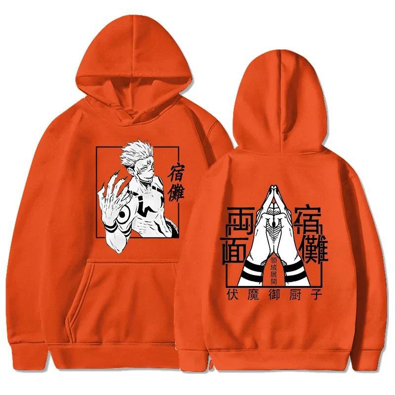 Mote Anime Jujutsu Kaisen Ryomen Sukuna Trykket Hettegenser Langermet Sweatshirts Kvinner Harajuku Streetwear Pullovers