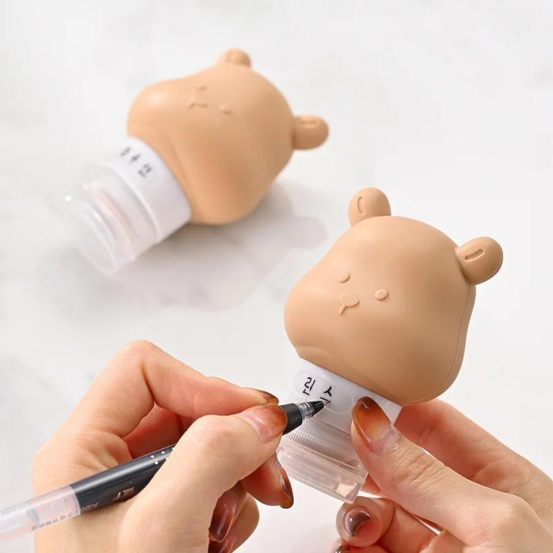 Silicone Lotion Dispenser Bottle Cartoon Bear Portable Travel Empty Pump Bottle Shampoo Dispenser Refillable Bottles 240ML/3PCS
