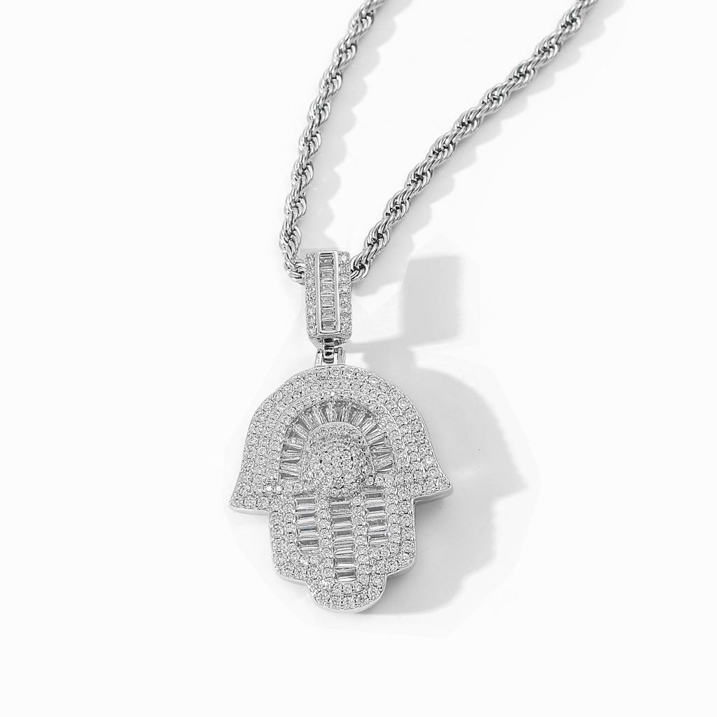 Fatima's Hand Diamond & Zircon Hip Hop Pendant