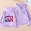 K-Pop Demon Hunters Zip Jacket Rumi Mira Zoey Cartoon Printed Children Clothing Casual Outerwear Hooded Coat Girls Clothes Gift