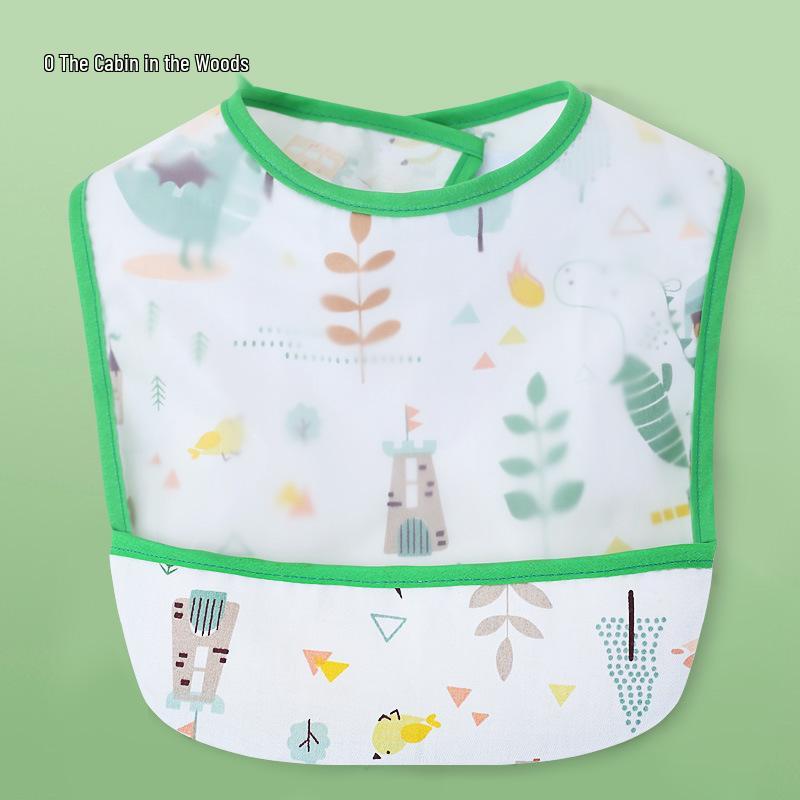 Waterproof Cotton Baby Bib: Reversible, Cartoon Design, Wash-Free Bib for Eating.