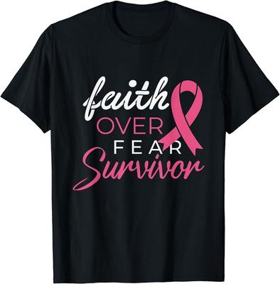 Faith Over Fear Fighter Breast Cancer Awareness Survivor Unisex T-shirt