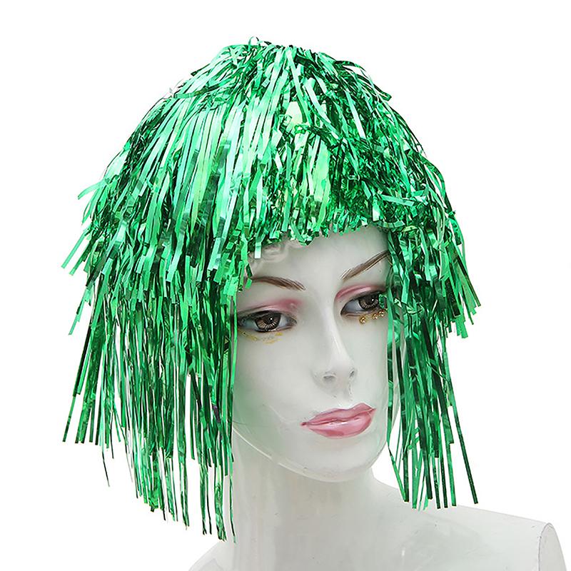 Folie Glitter Parykker Kostyme Cosplay Morsom Skinnende Hatt Metallisk Hårtilbehør For Fest Karneval Maskerade Parykk