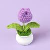 DIY Handmade Knitted Flowers Woolen Handcrafted Bonsai New Tulips Crochet Flower Potted  Home Decor