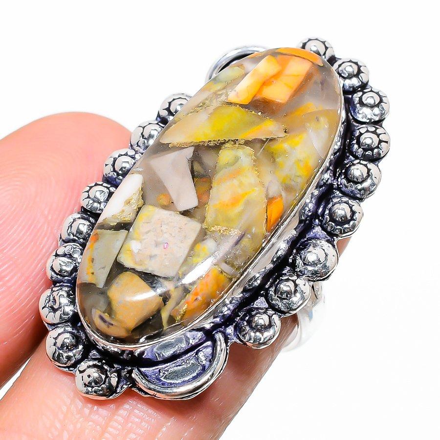 

Natural Bumble Bee Jasper Gemstone 925 Sterling Silver Gift Ring Size 7 V4E32