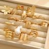 6/14/20 Pcs Imitation Pearl Flower Zircon Rings Set for Women Vintage Elegant Irregular Gold Color Open Ring Party Jewelry Gifts