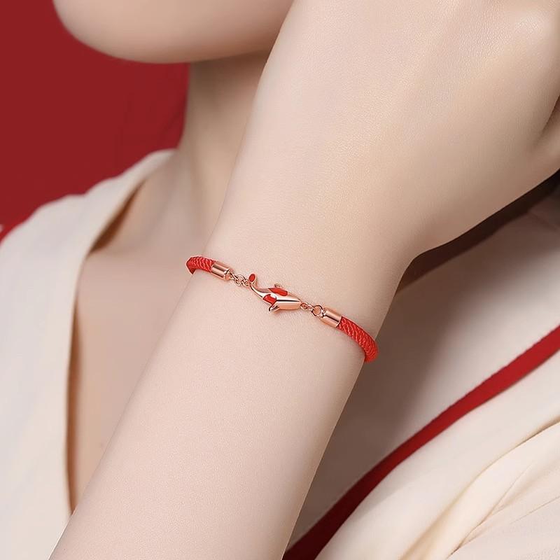Fashion Rope Bracelet Lucky Red String Koi Fish Bracelet For Women Men Lovers Wristband Bead New Year Bring Good Luck Jewelry