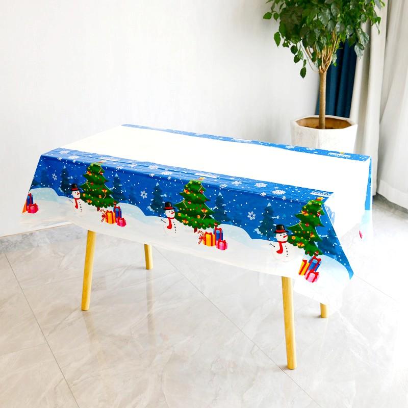 137x274cm Christmas Tablecloth PE Plastic Waterproof Oil-proof Rectangular Table Cover Cloth Christmas Table Decoration