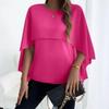 European and American Women's Versatile Layered Cape Sleeve Chiffon Blouse