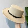 Lolita Autumn and Winter British European and American Style Belt Flat Top Top Top Hat Men's and Women's Wide Brim Retro Woolen Black Jazz Hat