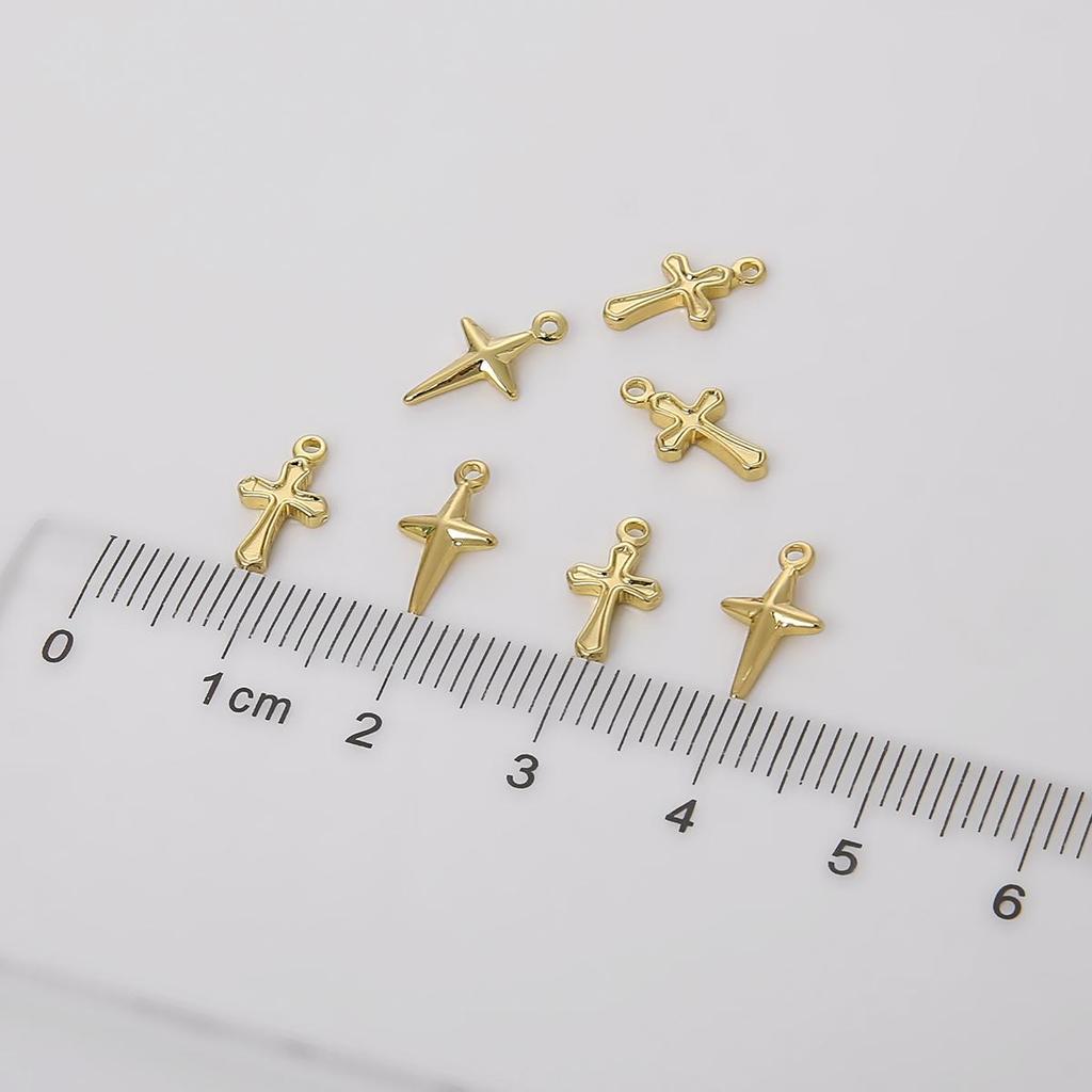 10 Stück Messing-Kreuz-Anhänger, winziger Anhänger für Ohrringe, Armbänder, DIY-Schmuckherstellung