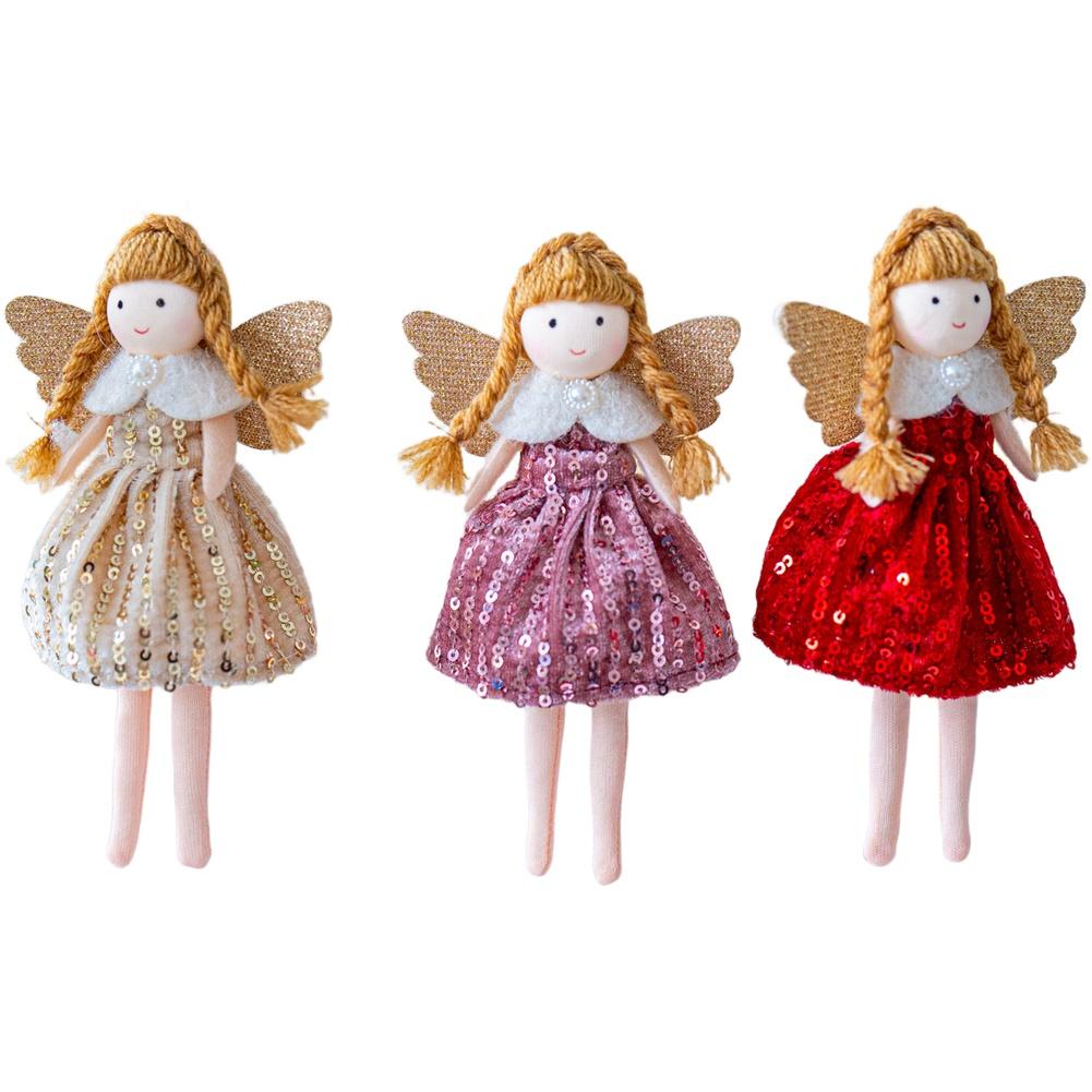

3PCS Angel Christmas Tree Ornaments Plush Doll Pendant Hanging Decoration Crafts For Christmas Trees Mantels Present Wraps