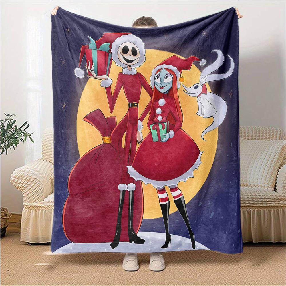1Pc Christmas Nightmare Before Christmas Blanket Soft Throw Blanket For Home Bedroom Bed Sofa Travel Office Solid Christmas Blanket