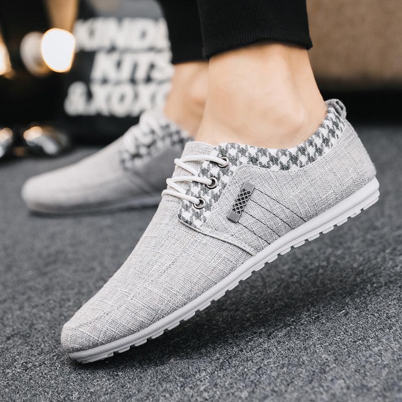 2024 Autumn Cloth Shoes Linen Breathable Casual Shoes Korean Version Of Men's Soybean Shoes Hundred Low-top Board Shoes