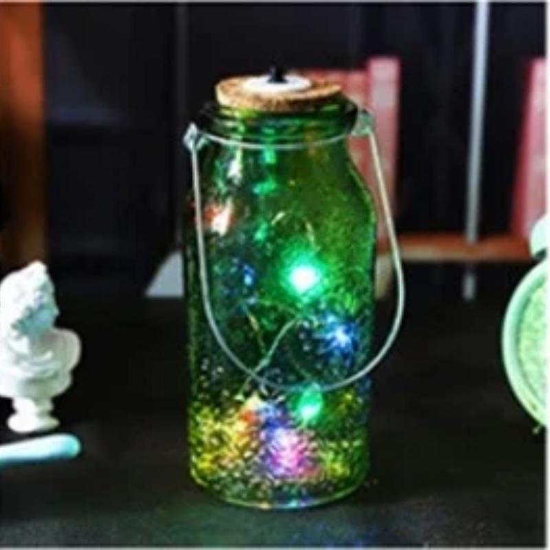 Mason Jar Waterproof Wishing Confession Bottle LED Handheld Night Light for Patio Yard Garden Wedding Decoration Holiday Party