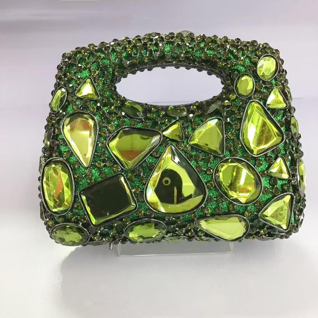 Bolsos de Noche de Piedra Plata/Dorado Bolso Grande con Asa Superior Diseñador de Lujo para Mujer Carteras de Diamantes Pedrería Boda Nupcial Clutc
