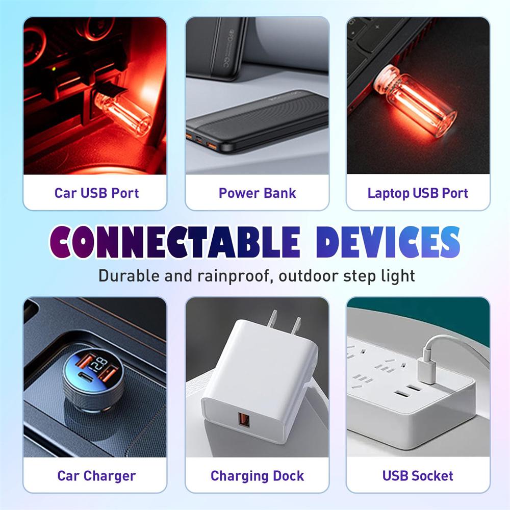 2PCS USB Car Interior Lights Wilress Neon Atmosphere Night Light Retro-Inspired Glass Bottle Touch LED Mood Lamp