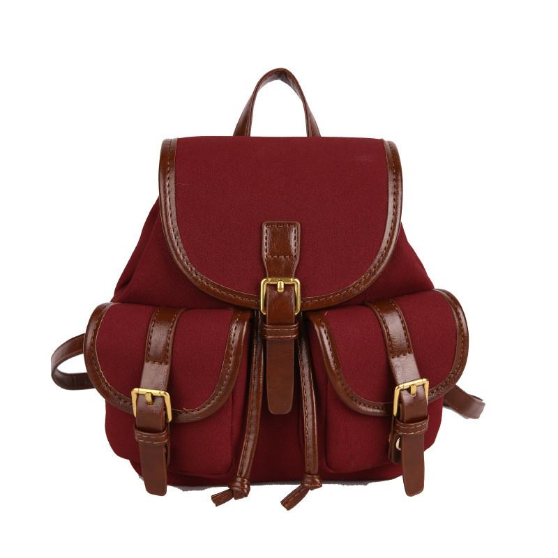 Retro Leopard Print And Color Blocked Backpack For Girls With Curved Shoulder Straps Suitable For School And Travel