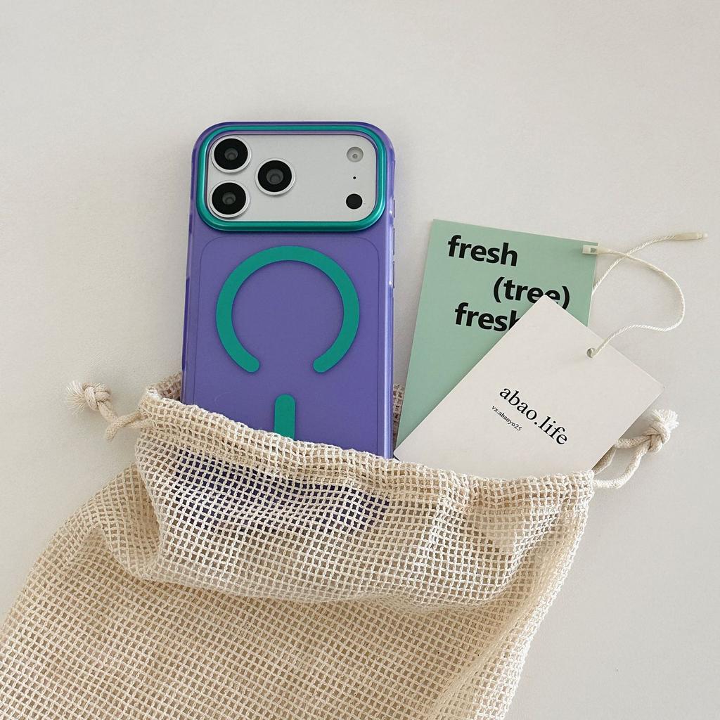 Colorful 360 Bracket for iPhone17PROMAX Mobile Phone Case Apple 16 Contrasting Color Magnetic Anti-drop Protective Case
