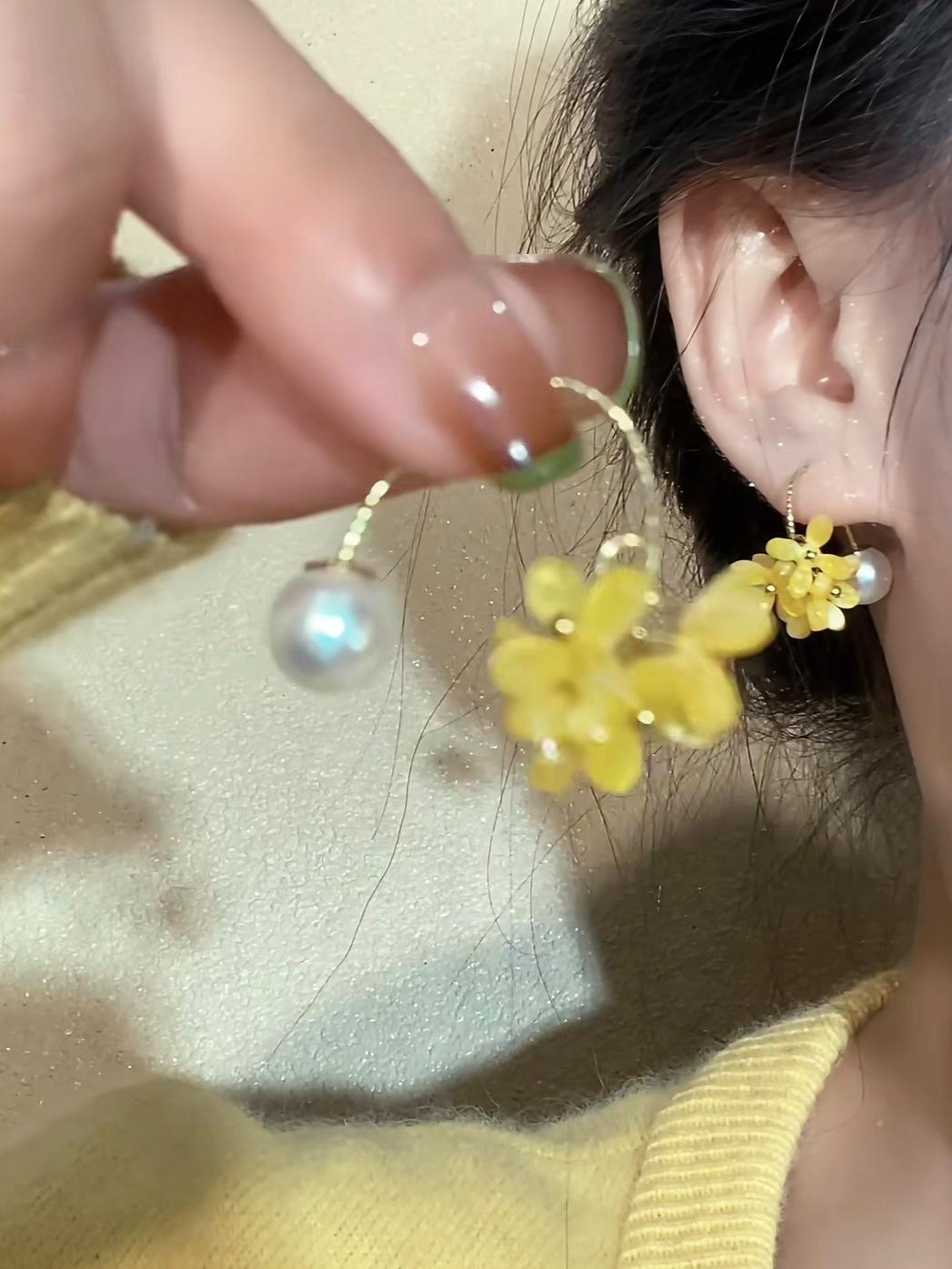 

Жемчужные серьги с бахромой в виде цветка и листа, нишевые, со сладким темпераментом, модные, с крючком для уха, универсальные, с высоким чувством стиля, изысканные серьги для женщин