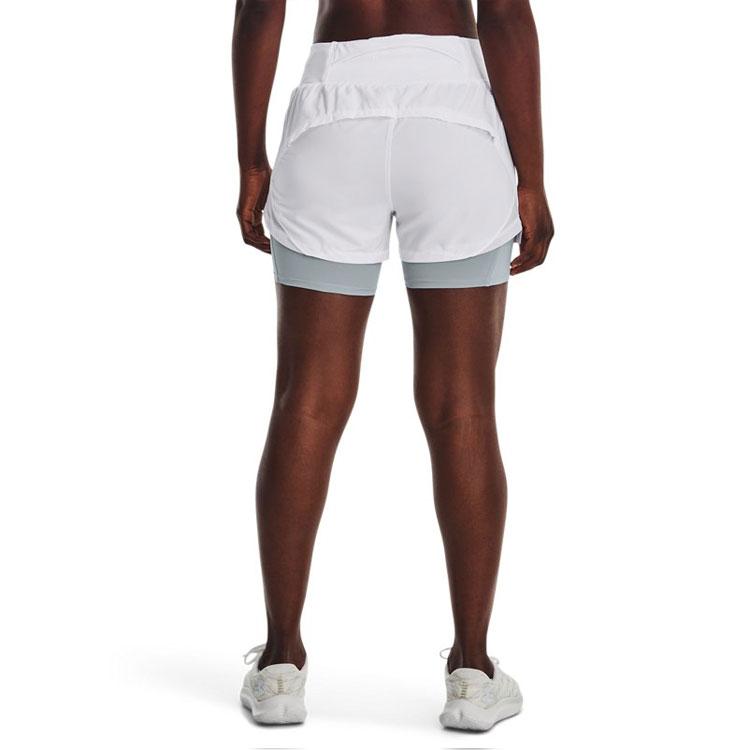 Under Armour Solid Color Elastic Waist Two-In-One Running Shorts Women Shorts White 1376759-100