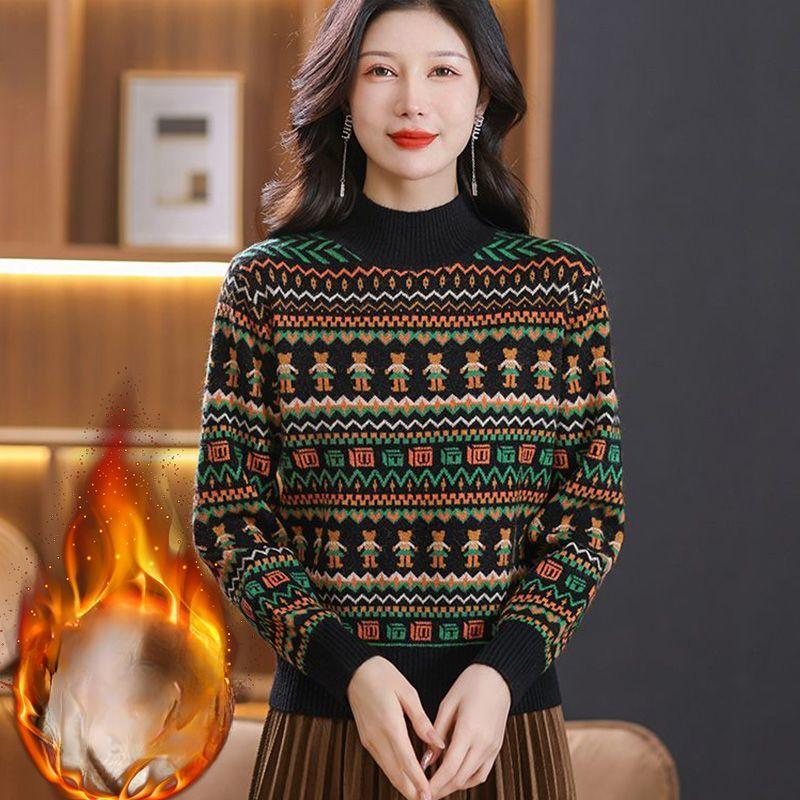 Pulover cu gât înalt model, Pulover casual cu mâneci lungi pentru toamnă și iarnă, Îmbrăcăminte pentru femei