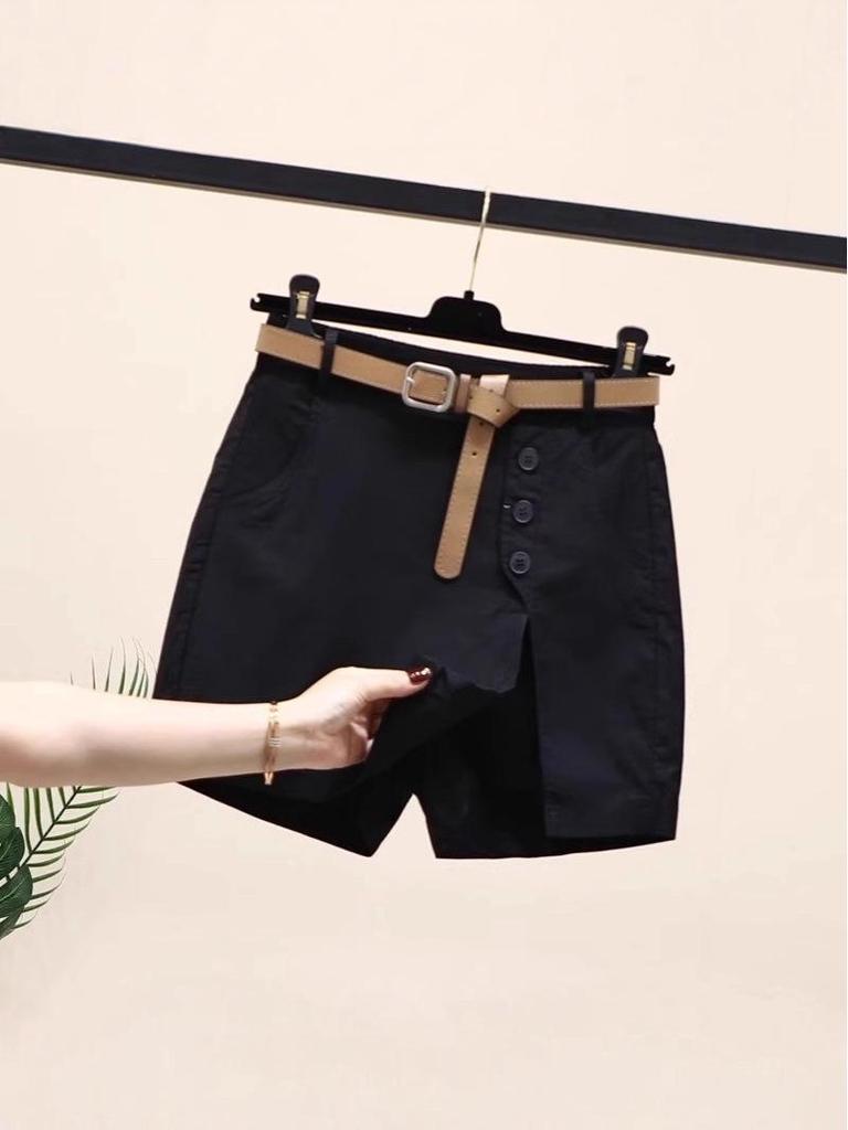 Women's High-Waisted Autumn Workwear Skirt Shorts: European Style, Slimming, Wide-Leg, Casual Hot Pants.