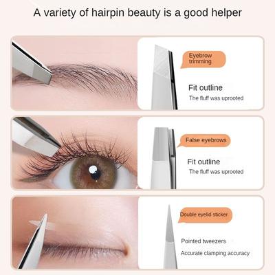 Eyebrow Tweezers High Precision Flat Tweezers Seamless Eyebrow Trimming Oblique Mouth Plucking Tweezers Beard Pulling Small Eyebrow Tweezers Suit
