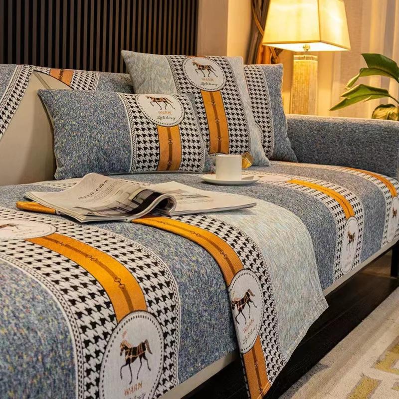 Chenille Sofa Cushion Four Seasons Universal Jacquard Leaves Sofa Protective Cover Anti-slip Towel For Living Room Decoration