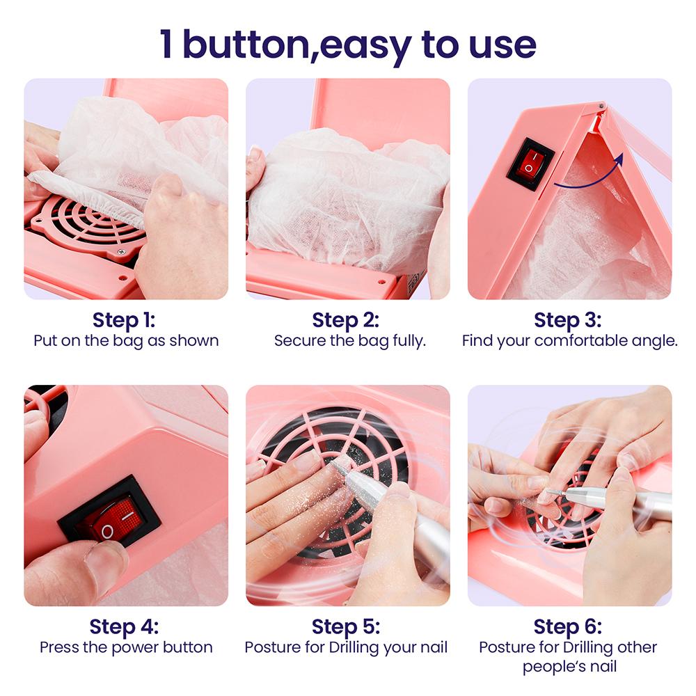 Mini Nail Dust Collector Portable Nail Art Vacuum Dust Cleaner Extractor Fan Low Noise Nail Art Tool Nail Vacuum Cleaner