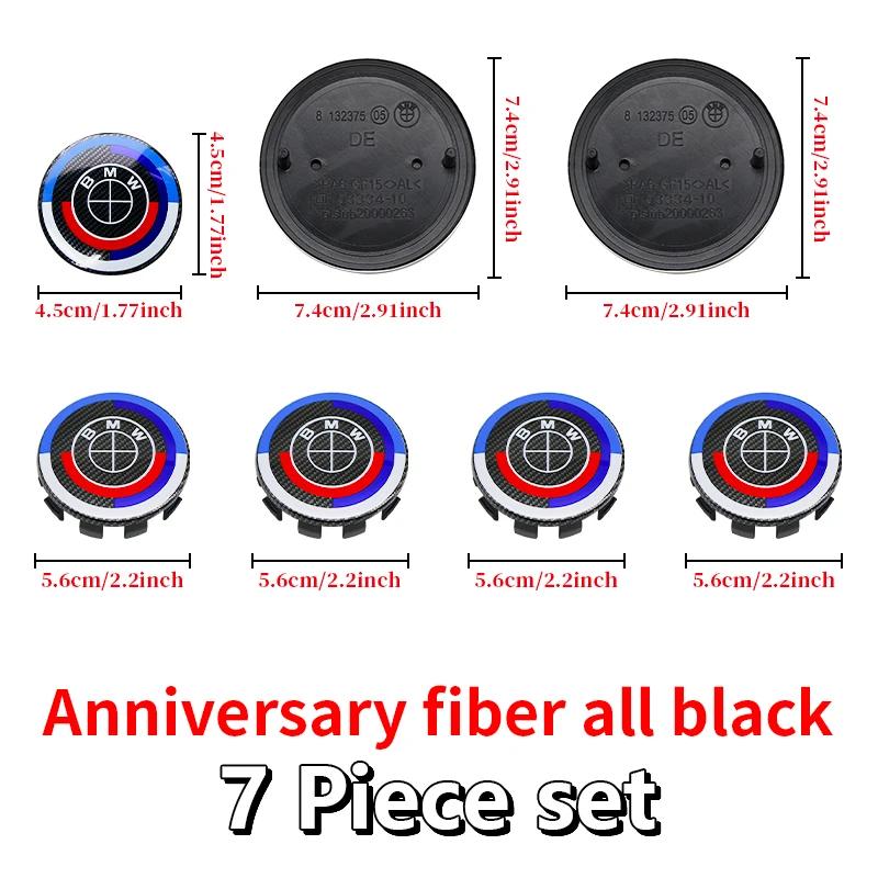 7Pcs 50th Anniversary Fiber Black Car Hood Front Rear Trunk Emblem Badge For BMW F20 E36 E46 X6 M4 E60 E93 E87 G01 G20 X3 X5 F30 FV7