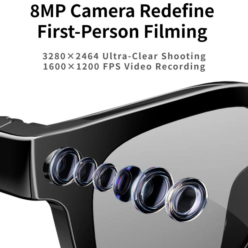 MT3 Smart Glasses 8MP HD Camera Video Recording AI Translation Voice Assistant TR90 Ultralight Bluetooth Call Music Smart Eyewear USB Charging Unisex