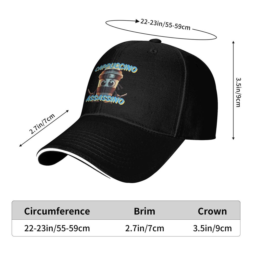 Cappuccino Assassino Funny Italian Brainrot Meme Casual Baseball Cap Summer Trucker Hat Kpop Rock Hats Men Fashion Baseball Caps