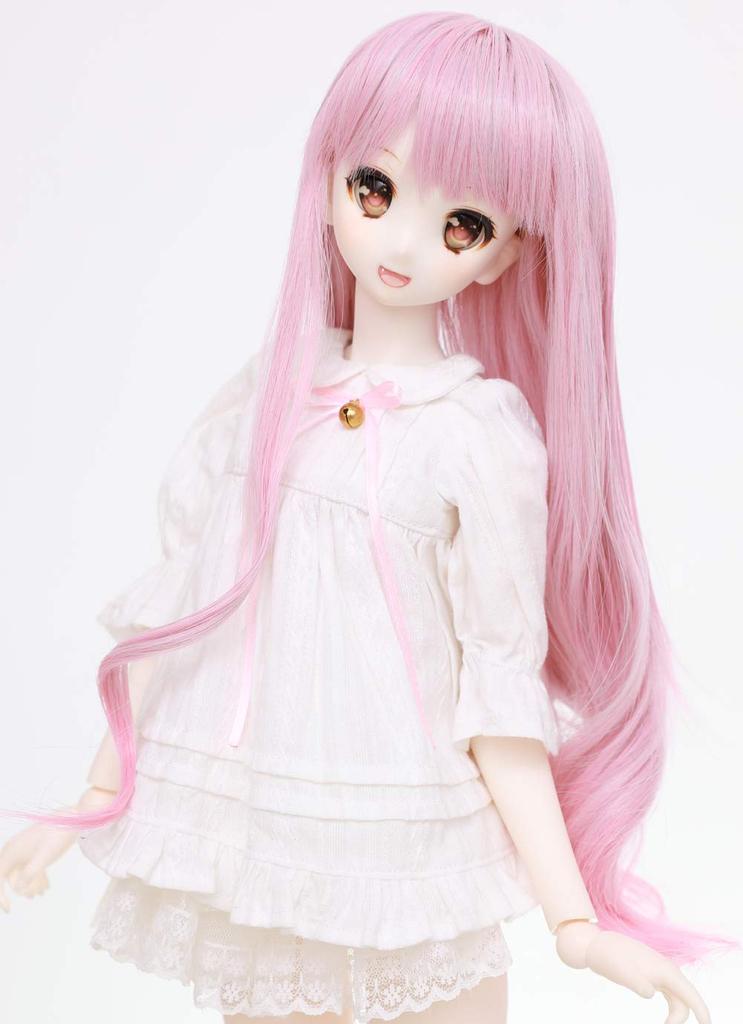 Linfairy 8~9 palců 13 velikost paruka pro panenku figurku panenky růžová + modrá (dlouhý růžový)