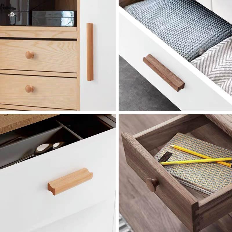 Drawer Knobs Kitchen Cabinets Pulls Long Handles Walnut Wooden Furniture Handle Cabinets and Drawers Dresser Knobs Wardrobe Pull