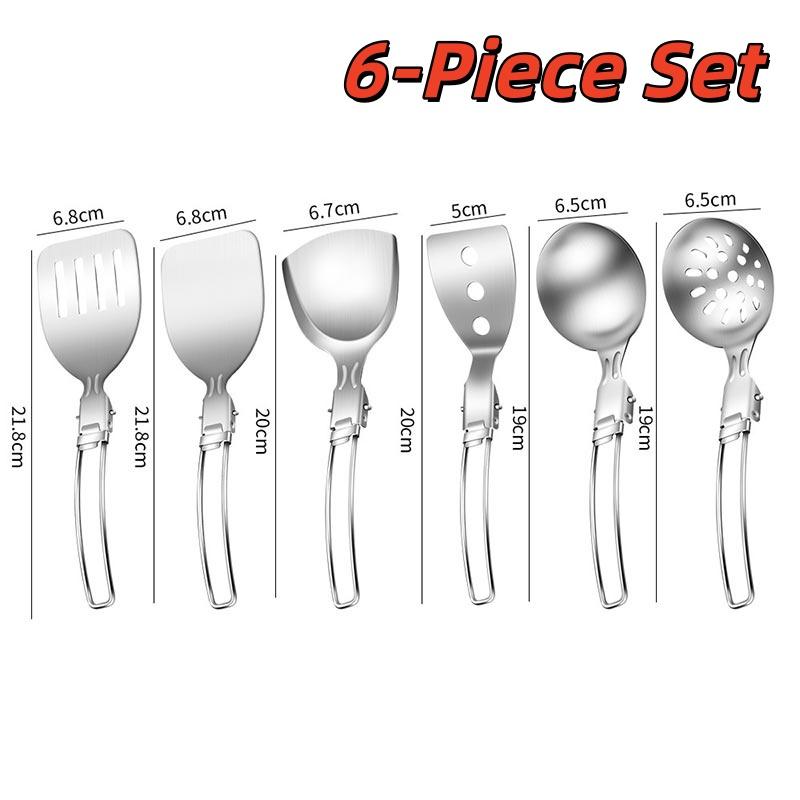 

304 Stainless Steel Kitchenware Sets,Outdoor Camping Portable Folding Spoon,Strainer,Frying Shovel,Spatula,Travel Tableware Set