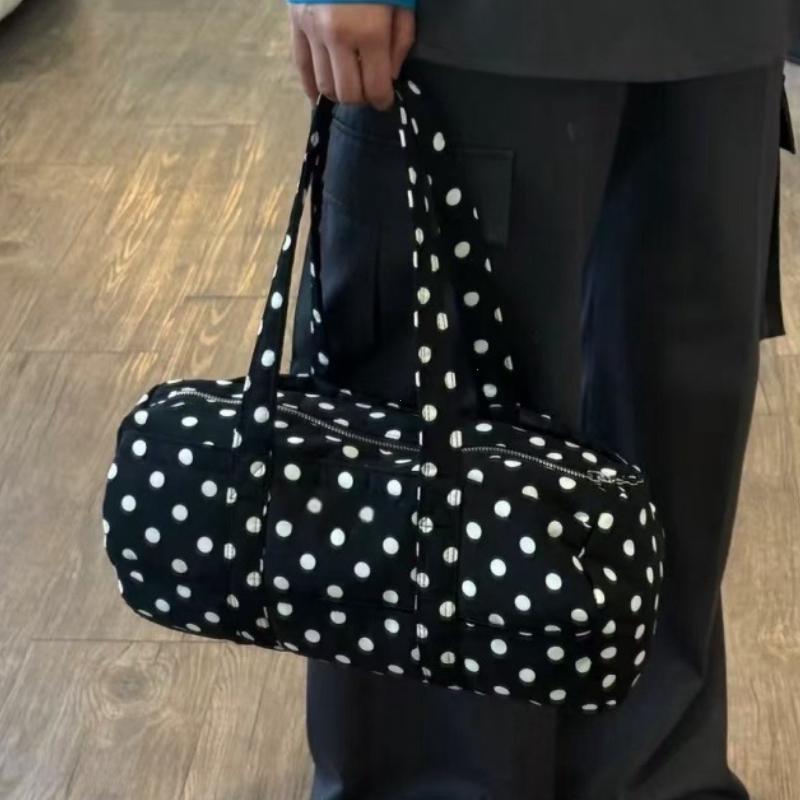 2026 New Korean Sle Large Capaci Shoulder Bag Casual Travel Ladies Handbag Women's Y2k Polka Dot Print Canvas Tote Bag for Youth