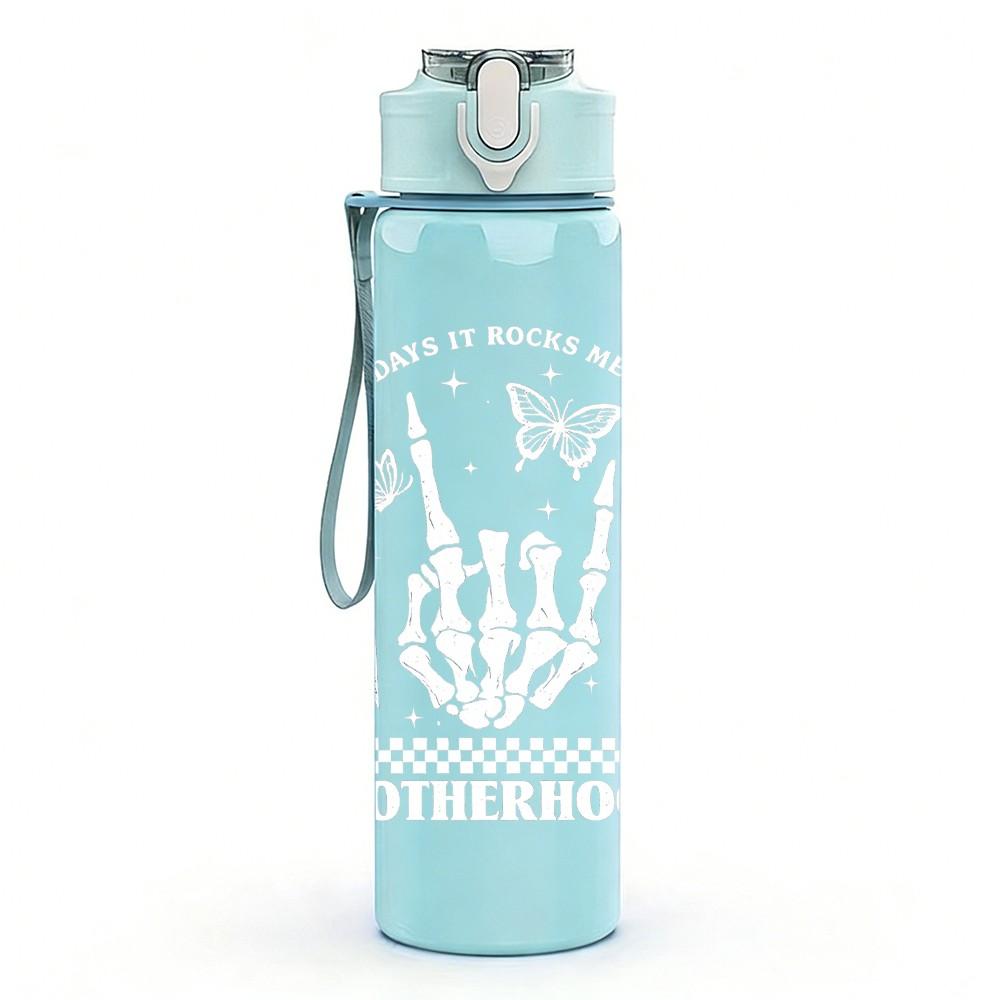1PC Minimal Plant White Line Sketch Print 750ml Color Plastic Sports Water Bottle Leakproof Flip Straw Lid Suitable for Sports Office Home Use