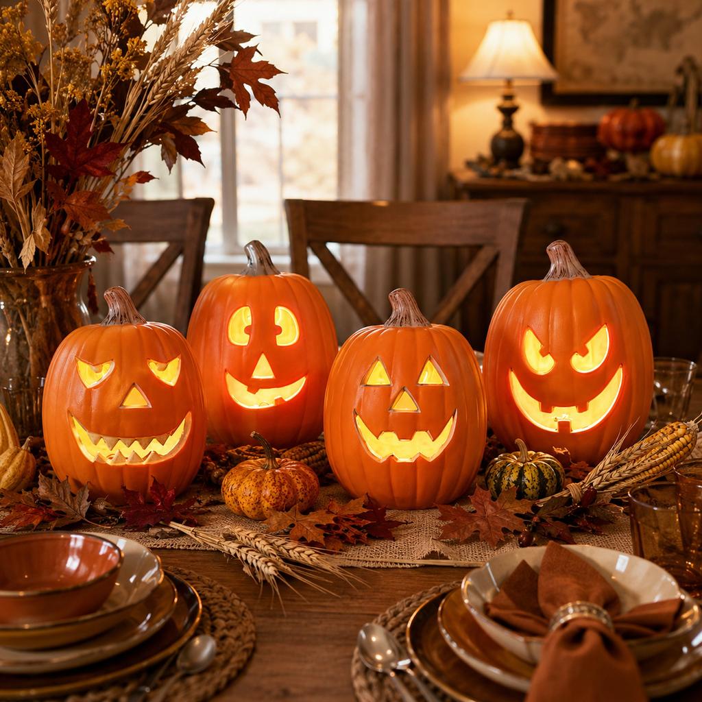 Large Glowing Halloween Pumpkin Decoration for Indoor Outdoor Yard and Store Scene Setup