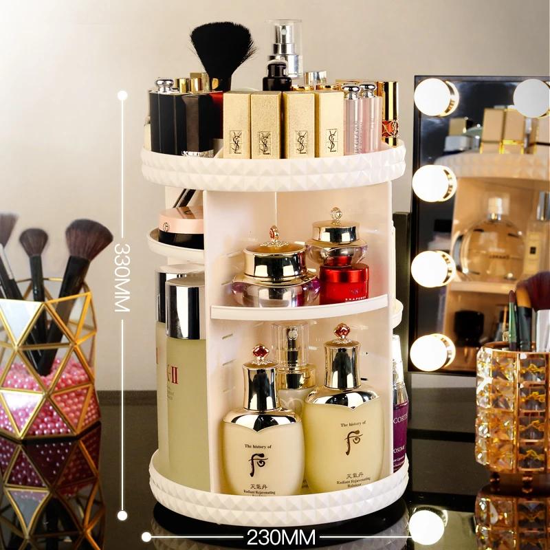 Machiaj organizator 360 de grade rotativ din plastic cosmetice depozitare cutie bijuterii recipient machiaj caz machiaj pensulă suport